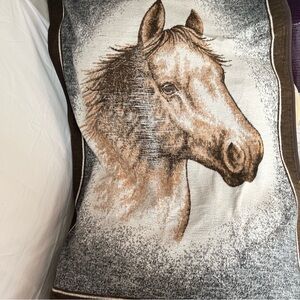 Vintage Biederlack Equestrian Horse Blanket Reversible Throw 70x52 USA FLAWED